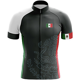 21Grams Men's Short Sleeve Cycling Jersey Summer Spandex Black Mexico Bike Top Mountain Bike MTB Road Bike Cycling Quick Dry Moisture Wicking Sports Clothing A