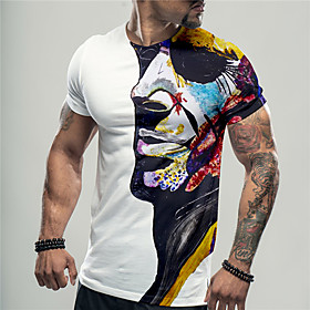 Men's Unisex Tee T shirt Shirt 3D Print Graphic Prints Human face Print Short Sleeve Daily Tops Casual Designer Big and Tall White