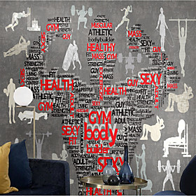 Mural Wallpaper Wall Sticker Covering Print Peel and Stick Self Adhesive Red Letters Embellish Fitness Bedroom PVC / Vinyl  Home Decor