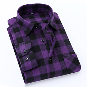 Men's Shirt Other Prints Lattice collared shirts Long Sleeve Casual Tops Designer Blue Purple Black