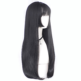 Princess Cut Wig Long Straight Hair Ji Hairstyle Double Ponytail Cross-dressing Girls COS Fake Hair Three Knives Synthetic Wigs