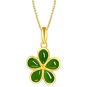 women's fashion 18k gold inlaid natural jade plum blossom-shaped pendant necklace healing chakra jewelry gift for teens birthday gift