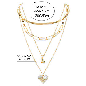 cross-border fashion multi-layer necklace european and american retro alloy diamond heart-shaped pendant snake bone chain necklace female 16970
