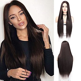 Synthetic Wig Natural Straight Middle Part Wig Long Black Synthetic Hair Women's Soft Party Fashion Black