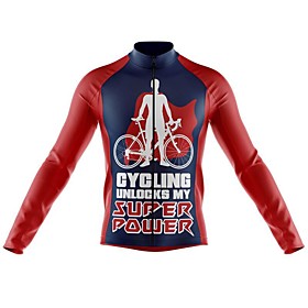 21Grams Men's Long Sleeve Cycling Jersey Spandex RedBlue Bike Top Mountain Bike MTB Road Bike Cycling Quick Dry Moisture Wicking Sports Clothing Apparel / Stre
