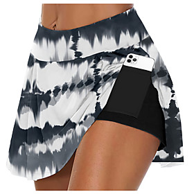 21Grams Women's High Waist Athletic Skort Running Skirt 2 in 1 Running Shorts with Built In Shorts Athletic Bottoms 2 in 1 Side Pockets Summer Fitness Gym Work