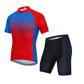 CAWANFLY Men's Short Sleeve Cycling Jersey with Shorts Summer Black / Red Bike Sports Geometic Mountain Bike MTB Road Bike Cycling Clothing Apparel / Micro-ela