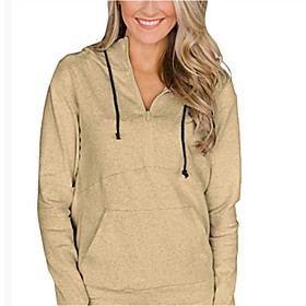 Women's Hoodie Sweatshirt Plain Front Pocket Quarter Zip Casual Daily Casual Streetwear Hoodies Sweatshirts  Blue Army Green Gray