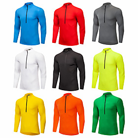 Men's Cycling Jersey Winter Bike Top Quick Dry Sports Solid Color Green / Yellow / Yellow / Red Clothing Apparel Bike Wear / Long Sleeve / Micro-elastic / Athl