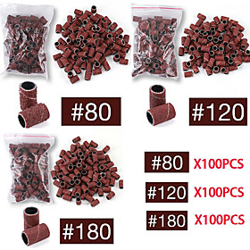 300pcs 80# 120# 180# Options Nail Dedicated Sanding Ring Bands Grinding Head Polisher Essential Supplies Sand Circle For Nail Drill File Machine Manicure Tool