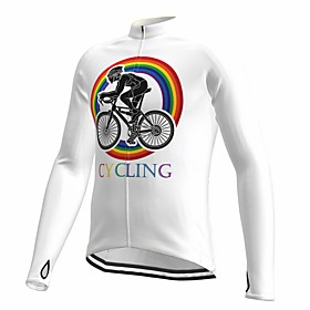 21Grams Men's Long Sleeve Cycling Jersey Spandex White Bike Top Mountain Bike MTB Road Bike Cycling Quick Dry Moisture Wicking Sports Clothing Apparel / Athlei