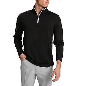 Men's Golf Shirt Solid Color Zipper Long Sleeve Street Tops Sportswear Casual Comfortable Gray Green Black