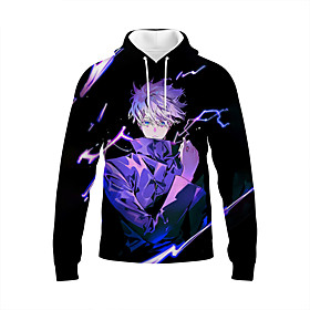 Inspiré par Jujutsu Kaisen Gojo Satoru Sweat à capuche Anime 100 % Polyester Motif Imprimé Kawaii Sweat à capuche Pour Unisexe / Couple / Halloween / Noël / En