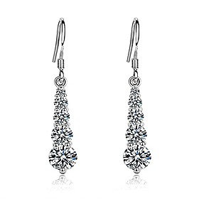 dangle earrings, fashion clear cubic zirconia drop earrings silver dangling earrings for women
