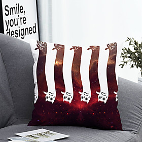 1 Pc Cushion Cover with or without Pillow Insert Double Side Print Starry Sky Cat 38x38cm / 45x45cm Polyester