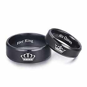 king and queen rings for couples - 2pcs his hers stainless steel matching ring sets for him and her - promise engagement wedding band black comfort fit (men 12