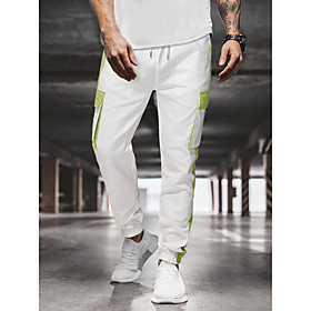 Men's Casual / Sporty Casual Pants Pants Patchwork Full Length Patchwork White