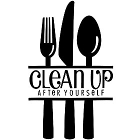 clean up after yourself quote wall decoration kitchen table knife and fork art wall sticker murals can be removed 22 x 13 inches