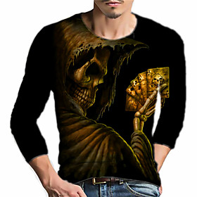 Men's Unisex Tee T shirt Shirt 3D Print Graphic Prints Skull Print Long Sleeve Daily Tops Casual Designer Big and Tall Black