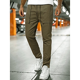 Men's Casual / Sporty Casual Pants Pants Solid Color Full Length Dark Gray