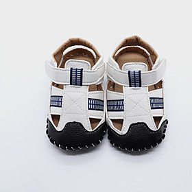Boys' Girls' Sandals Flat First Walkers Beach PU Cute Casual / Daily Fashion Sandals Infants(0-9m) Daily Indoor Black / White Spring Summer / Color Block