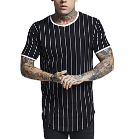Men's Tee T shirt Shirt Striped Graphic Short Sleeve Casual Tops Basic Designer Slim Fit Big and Tall Black