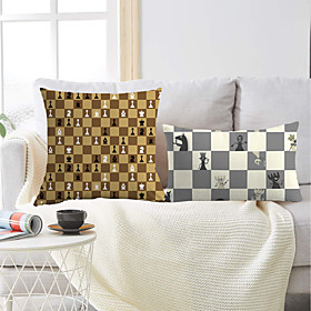 Chess Board Double Side Cushion Cover 2PC Soft Decorative Square Throw Pillow Cover Cushion Case Pillowcase for Bedroom Livingroom Superior Quality Machine Was