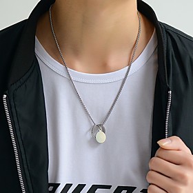 Men's Necklace Friends Romantic European Trendy Korean Titanium Steel White 60 cm Necklace Jewelry 1pc For Street Festival