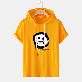 Men's Unisex Tee T shirt Shirt Hot Stamping Graphic Prints Emoji Face Plus Size Short Sleeve Casual Tops Cotton Basic Designer Big and Tall Yellow White Black