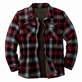Men's Jacket Daily Fall Winter Regular Coat Regular Fit Thermal Warm Sporty Jacket Long Sleeve Geometric Quilted Blue Red