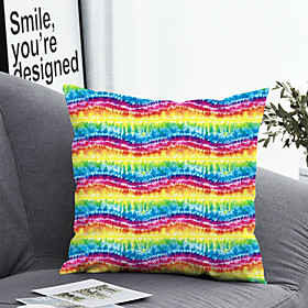 1 Pc Polyester Pillow Cover Colourful Stripe Geometric 3D Simple Square Zipper Traditional Classic
