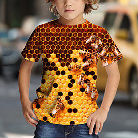Kids Boys' T shirt Short Sleeve 3D Print Graphic Yellow Children Tops Summer Active Regular Fit 4-12 Years