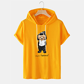 Men's Unisex Tee T shirt Shirt Hot Stamping Graphic Prints Toy Bear Plus Size Short Sleeve Casual Tops Cotton Basic Designer Big and Tall Yellow White Black