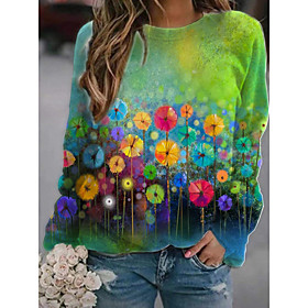 Femme Sweat-shirt Sweat Floral Imprimés Photos 3D Imprimer Des sports Sortie 3D effet Actif Vêtement de rue Pulls Capuche Pulls molletonnés Vert