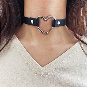 Women's Choker Necklace Patchwork Heart Unique Design Vintage Punk European PU Leather Alloy 39.5 cm Necklace Jewelry 1pc For Anniversary Street Prom Birthday