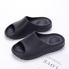 Men's Slippers  Flip-Flops Daily Walking Shoes PU Khaki White Black Summer