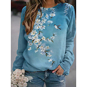 Femme Sweat-shirt Sweat Floral Imprimés Photos Imprimer du quotidien Des sports 3D effet Actif Vêtement de rue Pulls Capuche Pulls molletonnés Bleu Violet Jaun