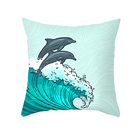 Simple embrace pillow cover blue wave dolphin office sofa cushion pillow cover