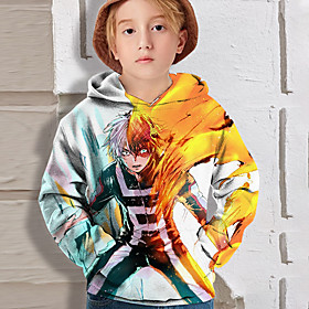 Sweat à capuche Garçon Enfants Manches Longues 3D effet Bande dessinée Animé Blanche Enfants Hauts L'autume Actif Standard 4-12 ans