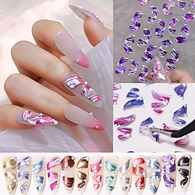 6 pcs/Set 5D Relief Ribbon Nail Stickers for Art Decoration Fashion Multicolor Nails Accessories All for Manicure Design