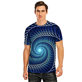 Men's Tee T shirt 3D Print Graphic Curve Spiral Stripe 3D Print Short Sleeve Casual Tops Designer Cool Comfortable Big and Tall Blue
