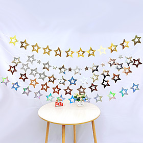 Five-pointed Star Hollow Paper Pull Flag String Kindergarten Proposal Birthday Christmas Star Pull Flower Ornaments Party Decoration