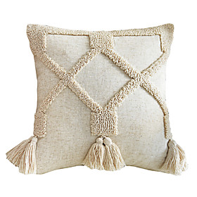 Tufted pillow homestay cushion with rogo style elements fringed design home pillow