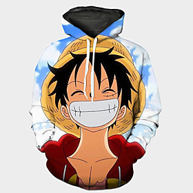 Inspiré par Une pièce Monkey D.Luffy Costume de Cosplay Sweat à capuche Térylène Graphique Imprimé Harajuku Art graphique Sweat à capuche Pour Femme / Homme