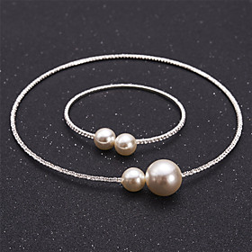 Women's Jewelry Set Classic Blessed Stylish Artistic Classic European Sweet Pearl Earrings Jewelry Silver For Christmas Party Evening Sports Formal Festival 1