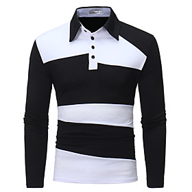 Men's Golf Shirt Striped Button-Down Long Sleeve Street Tops Cotton Sportswear Casual Fashion Comfortable Orange White Light gray
