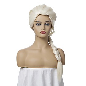 white Cosplay Wig Curly Braided Synthetic Hair High Temperature Fiber