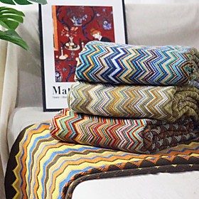 Bohemian Corrugated Blanket Plain Blanket Sofa Cover Blanket Flannel Blanket Office Nap Warm Blanket Coral Casual Blanket