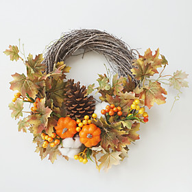 Simulated autumn wreaths, door decorations maple leaf wreaths, pumpkin garden decorations