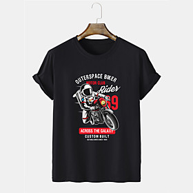 Men's Unisex Tee T shirt Shirt Hot Stamping Graphic Prints Astronaut Plus Size Short Sleeve Casual Tops Cotton Basic Designer Big and Tall Gray White Black